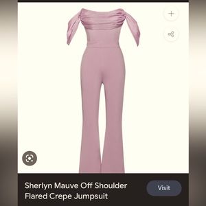 Miss Circle Sherlyn off shoulder jumpsuit in shade mauve